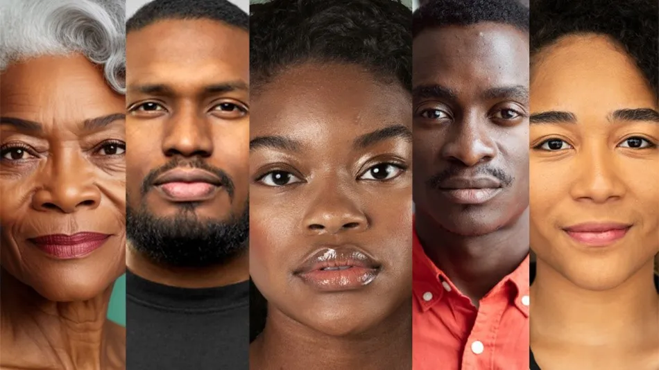 Cette photo est composée de cinq portraits. On y voit cinq personnes différentes qui peuvent être qualifiées de personnes de couleur (PoC).